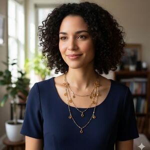 Elegant Gold-Tone Layered Necklace with Coin Charms
